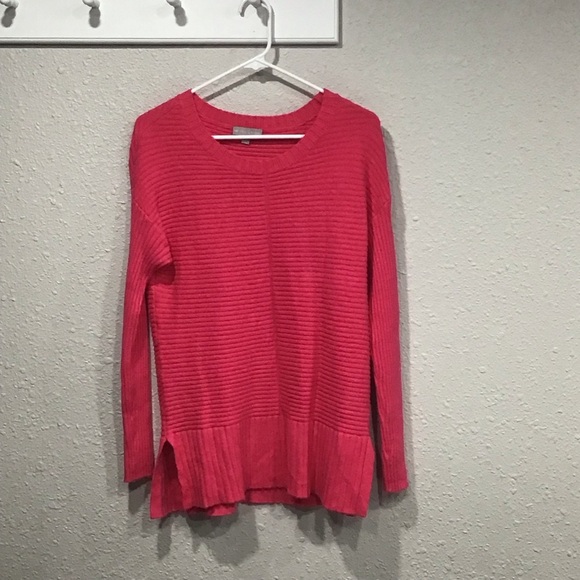 Evolution by Cyrus Pink Ribbed Knit Crewneck Sweater Women’s M Barbiecore Soft - Picture 1 of 4